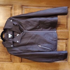 NWT Wonderly Brown PU Faux Leather Motorcycle Jacket Size XL